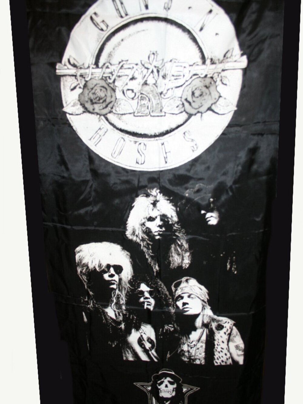 Vtg. Guns N Roses Banner Appetite For Destruction Black Wall Tapestry (1988)